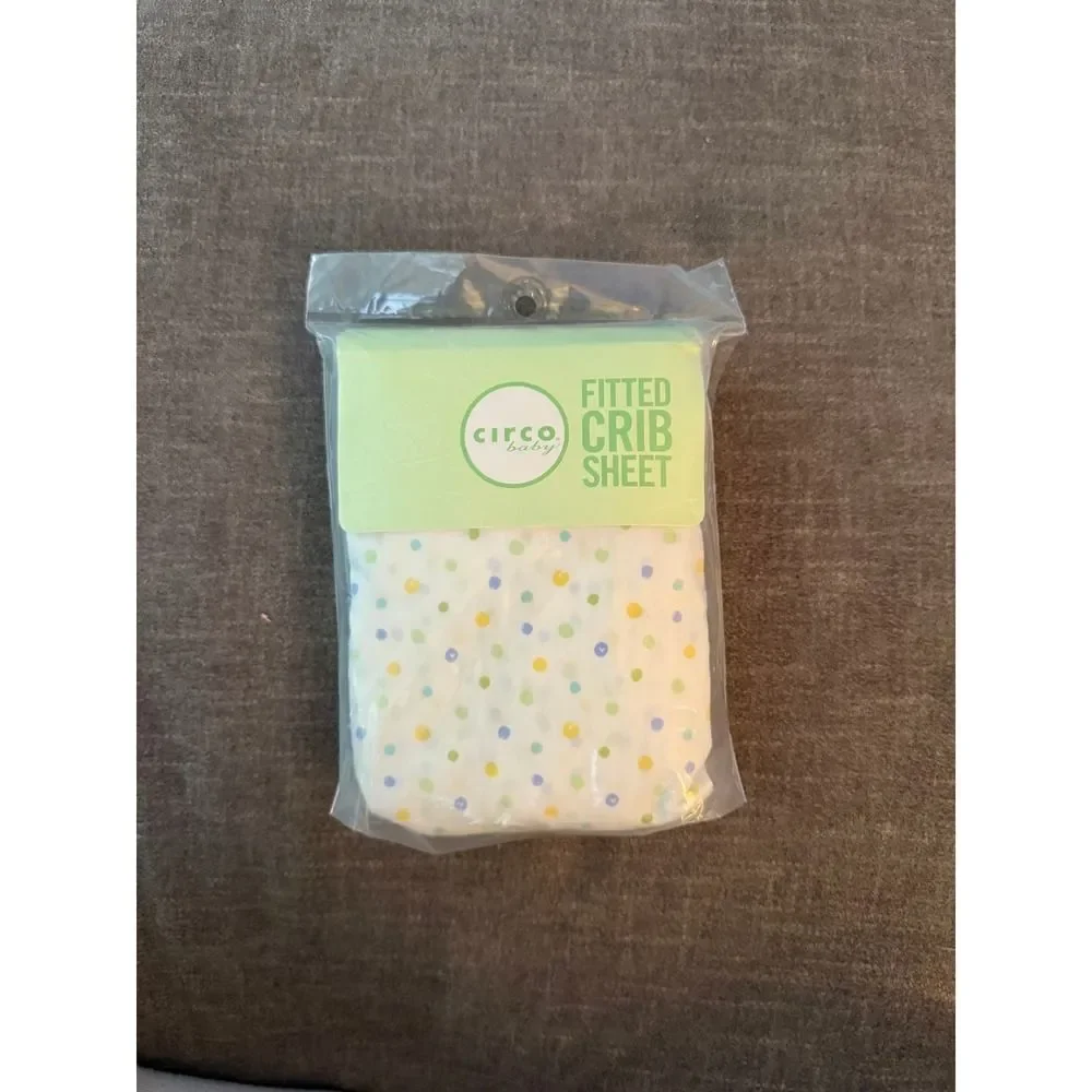 Circo Baby Fitted Crib Sheet White with Colorful Dot Pattern New